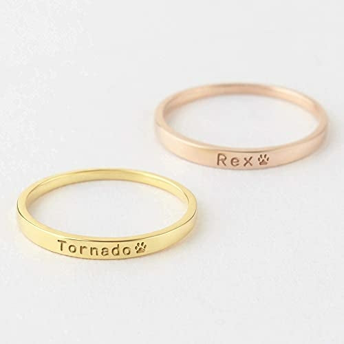 Ring mit Pfotenabdruck,Personalisierter Hundenamen-Ring