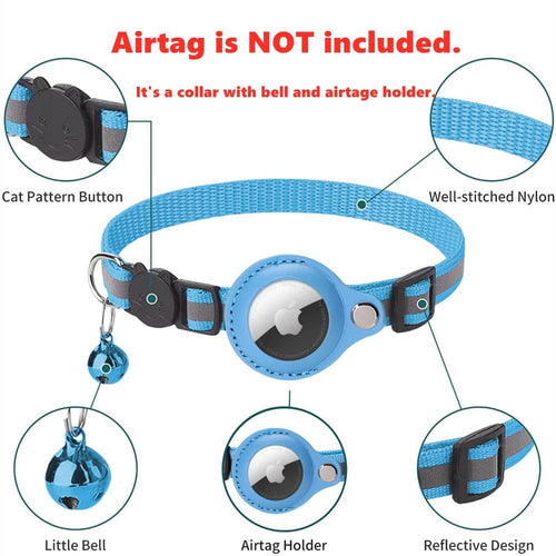Reflektierendes AirTag-Halsband mit integrierter AirTag-Halterung | Für Hunde & Katzen