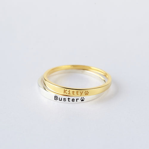 Ring mit Pfotenabdruck,Personalisierter Hundenamen-Ring