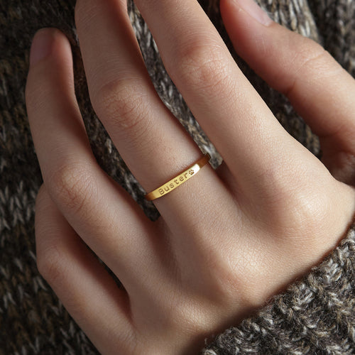 Ring mit Pfotenabdruck,Personalisierter Hundenamen-Ring