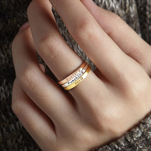 Ring mit Pfotenabdruck,Personalisierter Hundenamen-Ring
