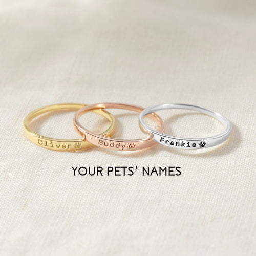 Ring mit Pfotenabdruck,Personalisierter Hundenamen-Ring